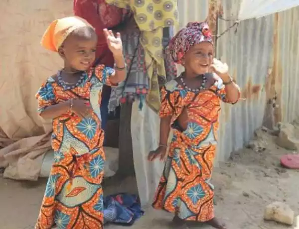 Check out these adorable twin girls at Monguno IDP camp, Borno